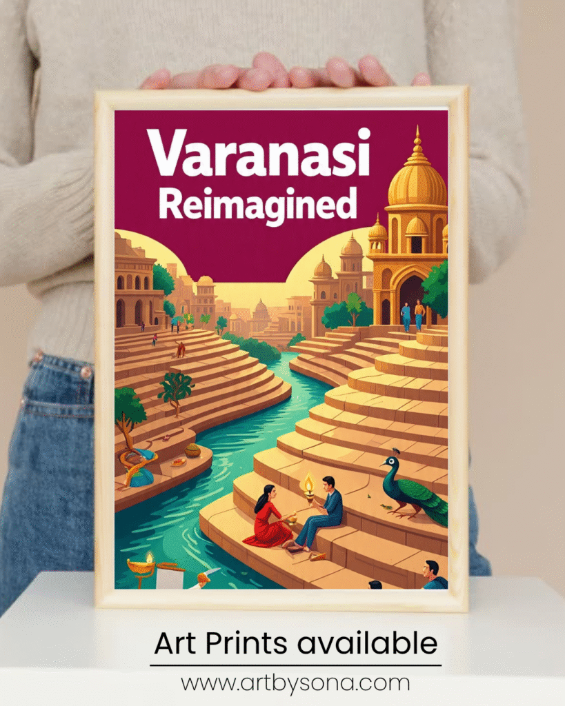 🖼️ varanasi reimagined – digital painting by artist sona dubey | soulful printable wall art | instant download