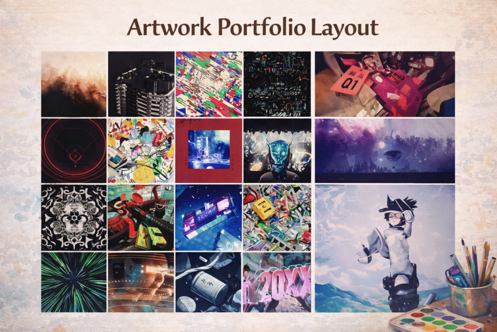 Artwork portfolio layout showcase