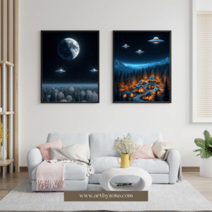 Cosmic Encounters & Otherworldly Landscapes Digital Art Pack - UFOs, Earth & Moon