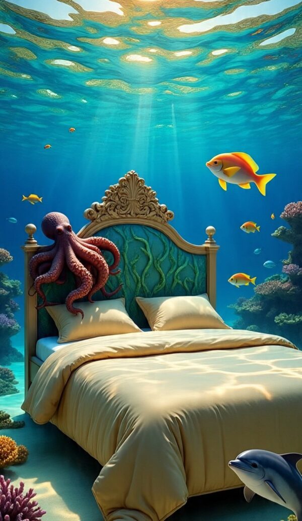 Classic Collection: Underwater Bedroom Digital Art Prints - Octopus & Marine Life Wall Decor - Image 5