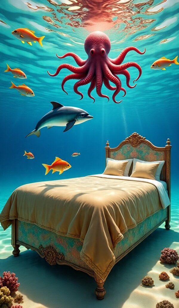 Classic Collection: Underwater Bedroom Digital Art Prints - Octopus & Marine Life Wall Decor - Image 4