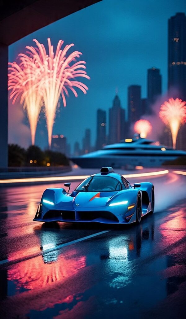 "Neon Drive – High-Octane Sports Car Digital Print for Car Enthusiasts" - Image 2
