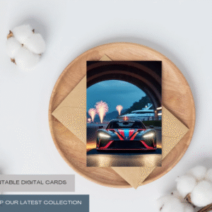 "Neon Drive – High-Octane Sports Car Digital Print for Car Enthusiasts"