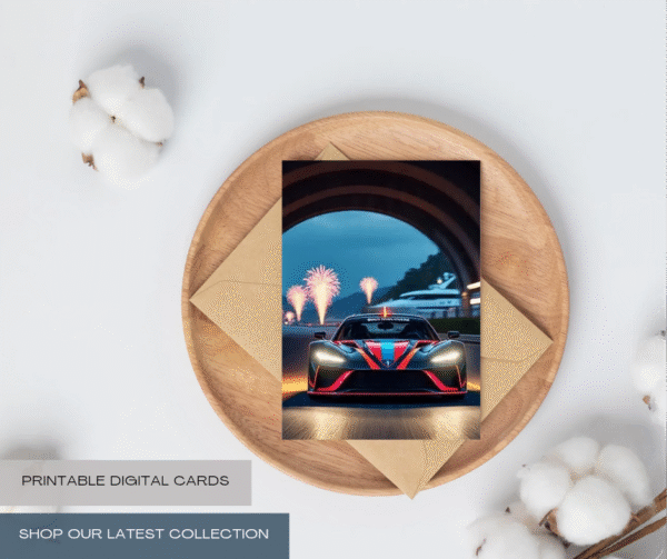 "Neon Drive – High-Octane Sports Car Digital Print for Car Enthusiasts"