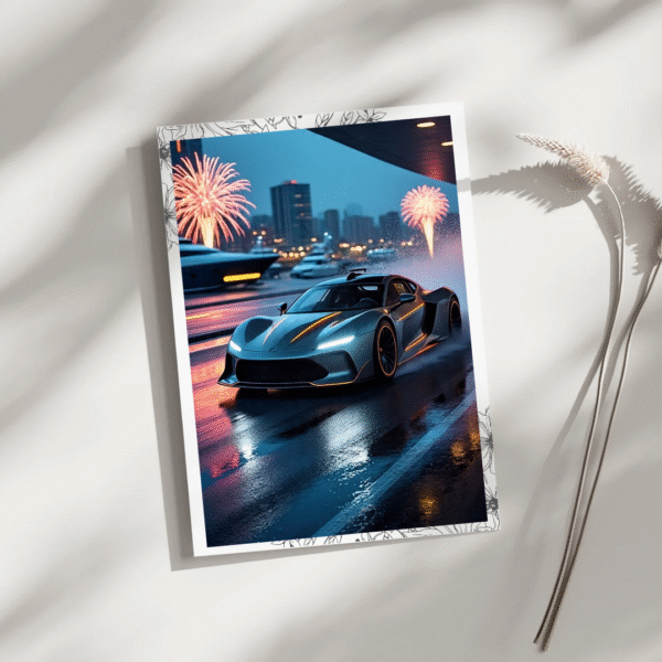 "Neon Drive – High-Octane Sports Car Digital Print for Car Enthusiasts" - Image 3