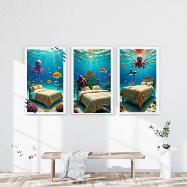 Classic Collection: Underwater Bedroom Digital Art Prints - Octopus & Marine Life Wall Decor - Image 6