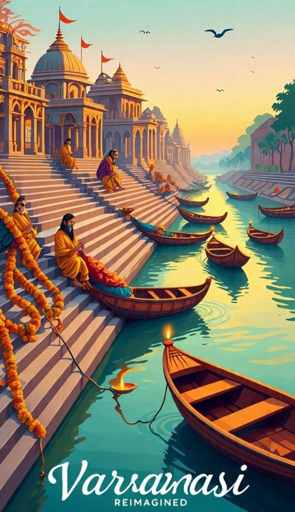 🖼️ varanasi reimagined – digital painting by artist sona dubey | soulful printable wall art | instant download