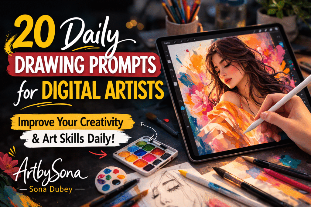 20 Daily Digital Drawing Prompts